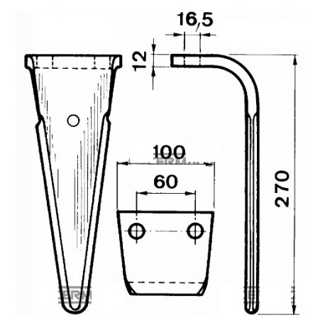 Dente per erpici rotativi - FN  Piatto 100x12