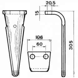 Dente per erpici rotativi - FS  Piatto 106x15 mm