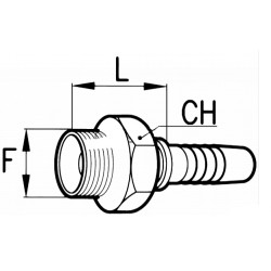 Raccordo maschio - ORFS Ø tubo 3/8" - 10 mm  Filetto 1"-14