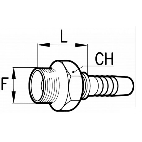 Raccordo maschio - ORFS Ø tubo 3/8" - 10 mm  Filetto 1"-14